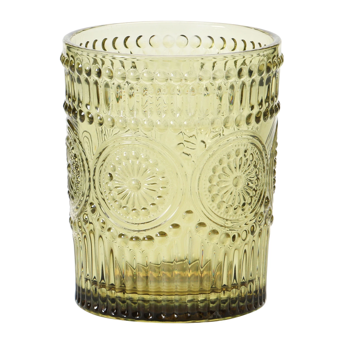 Amber Embossed Drinking Glass