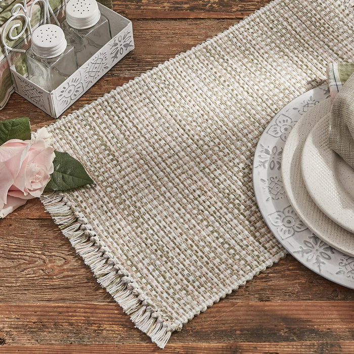 Basket Weave Table Runner in Meadow - 13x36