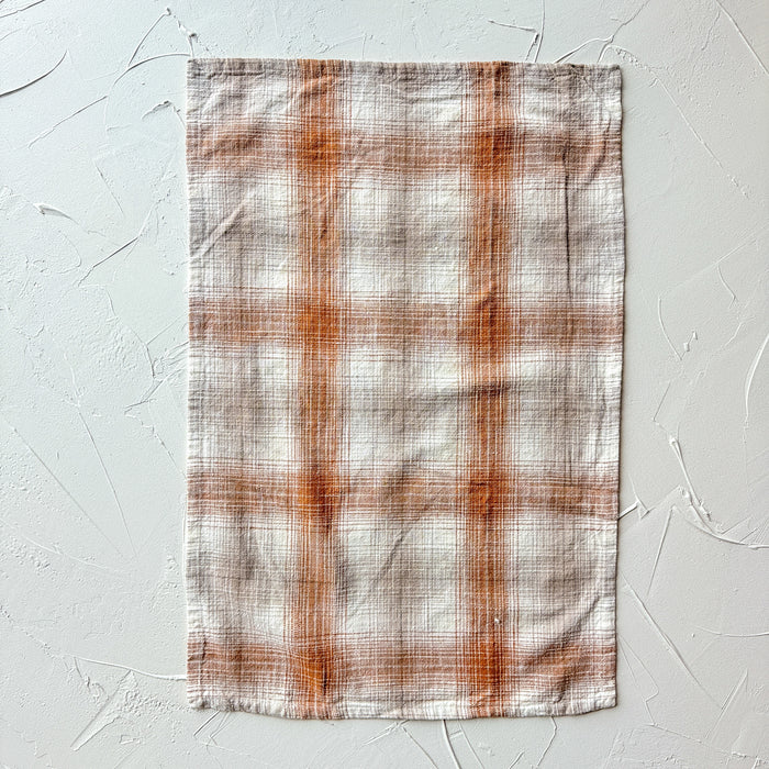 Cream Plaid "All is Calm" Woven Dishtowel