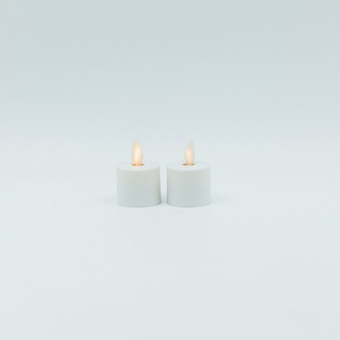 White Set of Two Tea Lights Moving Flame - 1.5x2
