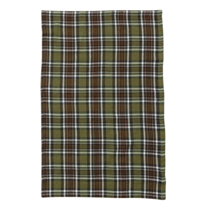 Green Plaid Tea Towel - 28x18