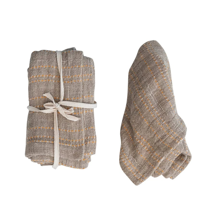 Orange and Tan Square Woven Cotton Napkin - 18"