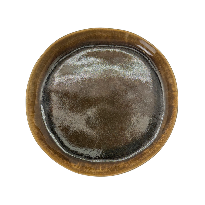 Brown Round Stoneware Plate - 8.5"