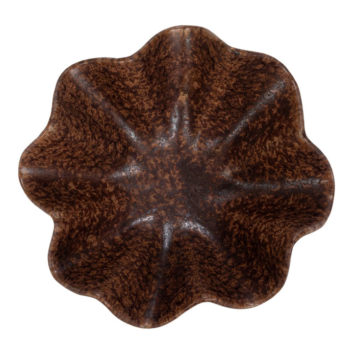 Stoneware Brown Pleated Dish - 5.5"