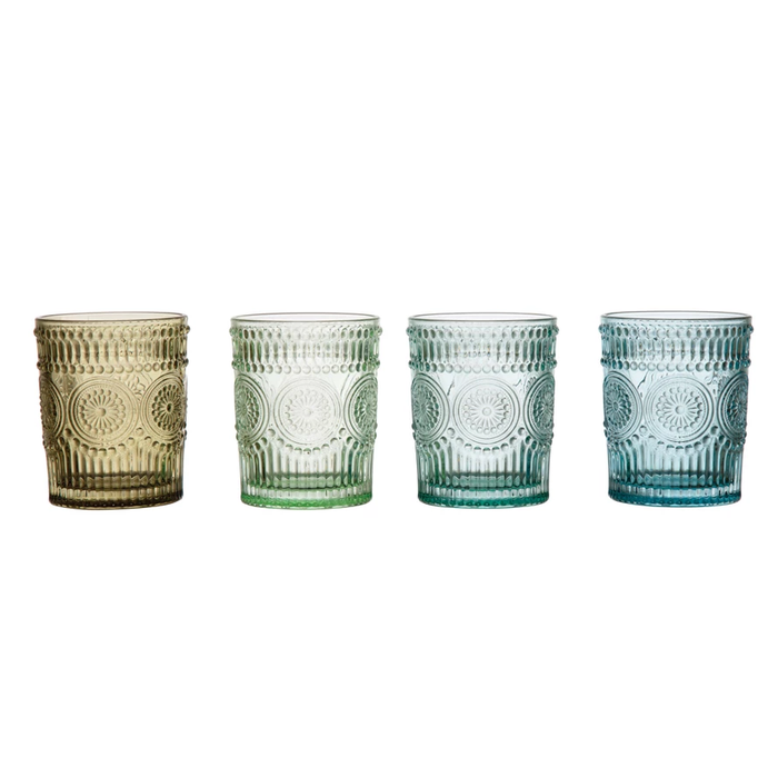 Light Green Embossed Drinking Glass