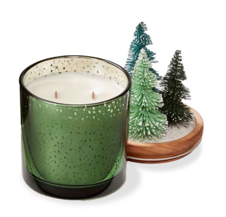 Winter Pine Candle w/ Bottle Brush Trees Lid