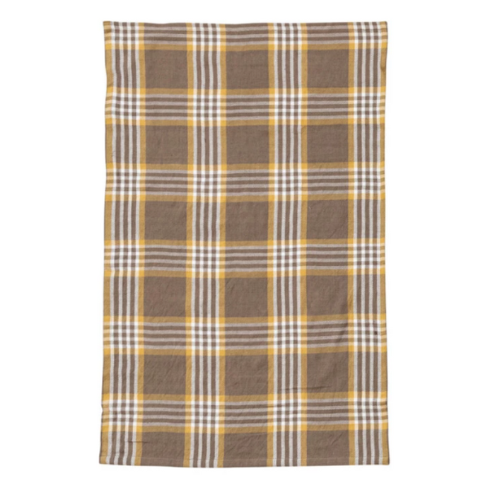 Brown Plaid Tea Towel - 28x18