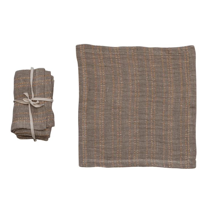 Orange and Tan Square Woven Cotton Napkin - 18"