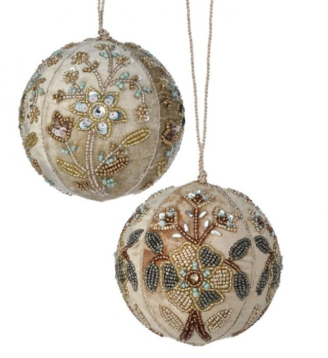 Velvet Beaded Ornament - 3.5"