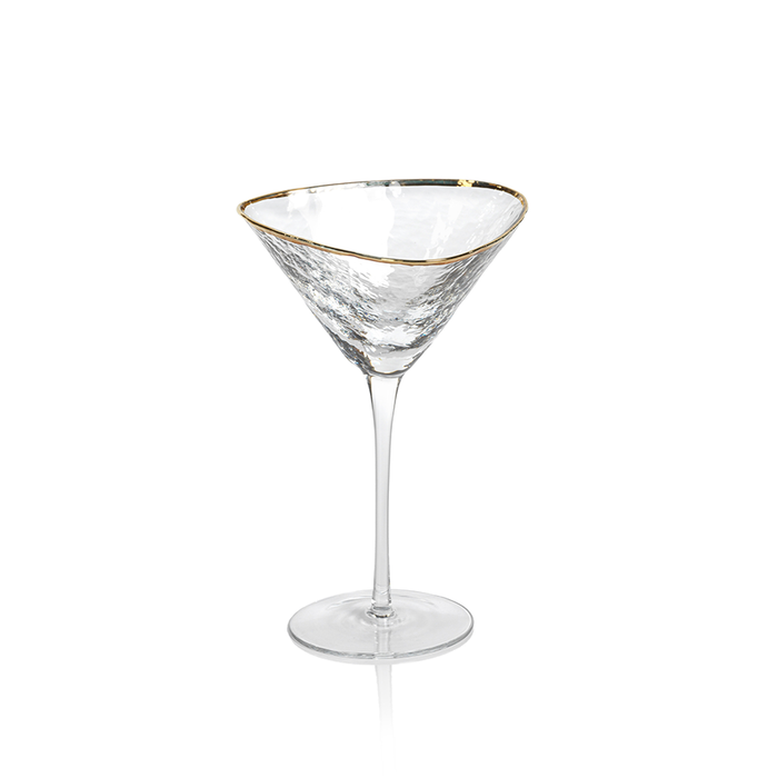 Aperitivo Martini Glass Triangular with Gold Rim - 8"