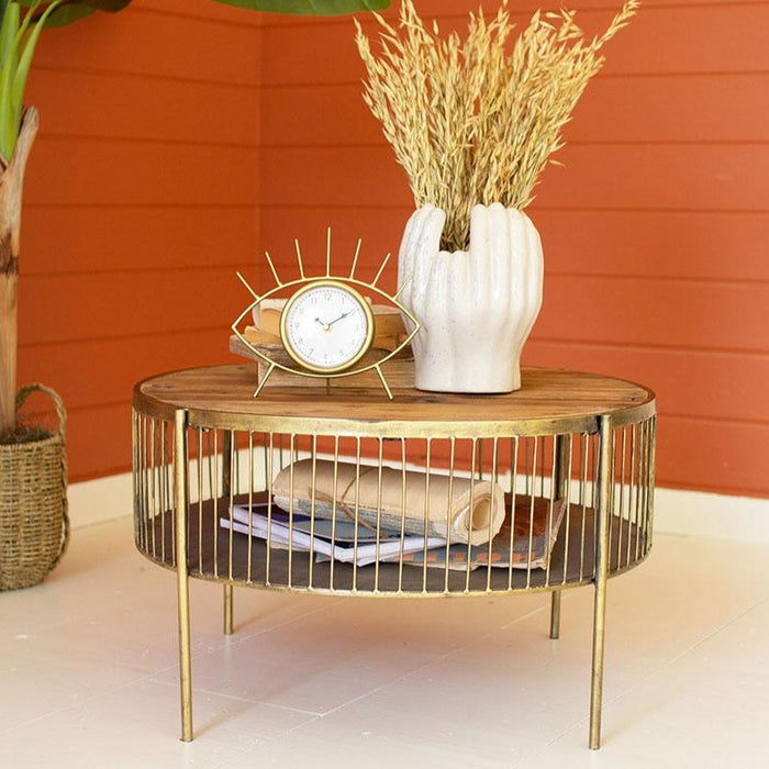 Round Wood & Metal Coffee Table