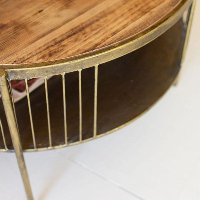 Round Wood & Metal Coffee Table