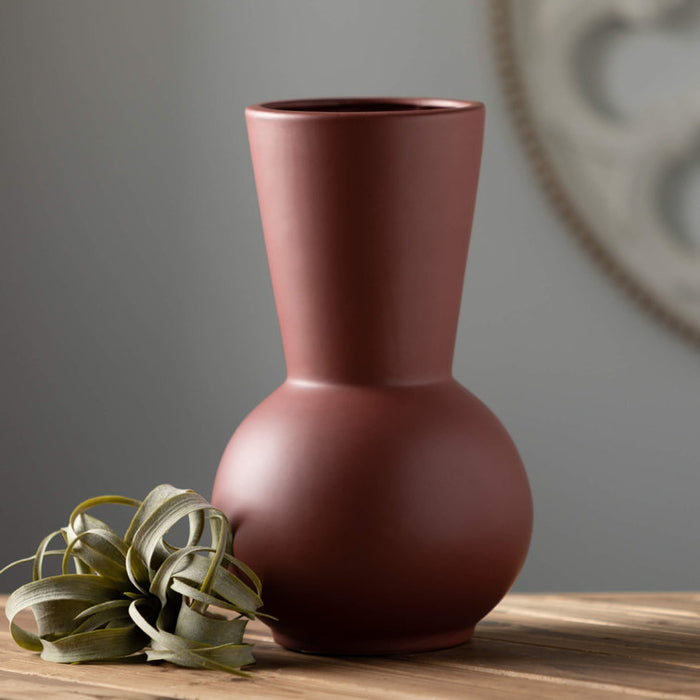Modern Matte Umber Gourd Vase - 12"