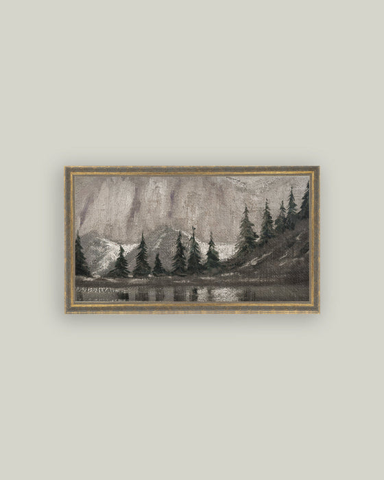 Muted Pine and Lake Wall Art - 28x14
