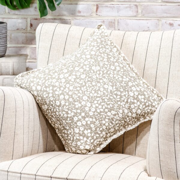 Beige Spring Floral Pillow - 16x16