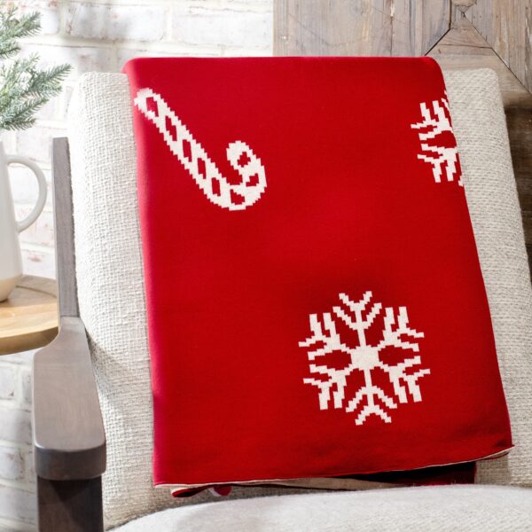 Reversible Snowflake & Candy Cane Throw - 50x60