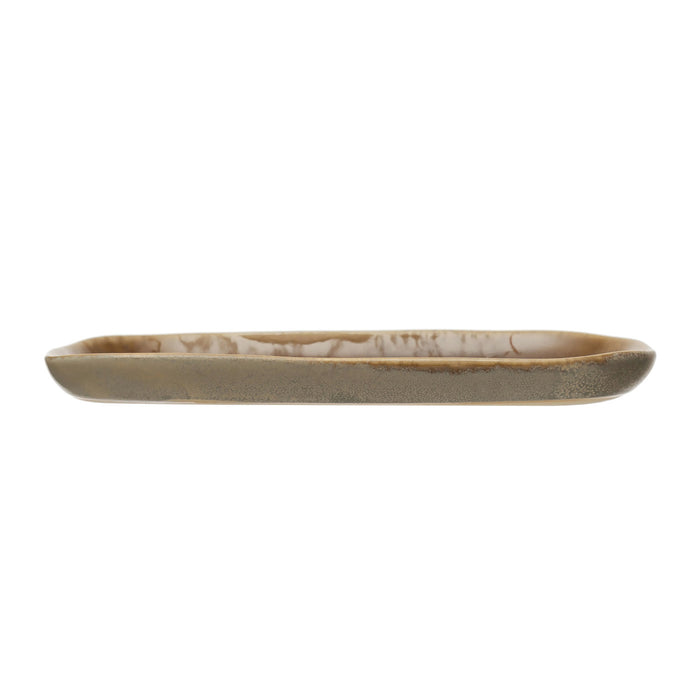 Brown Rectangular Stoneware Platter - 9x6