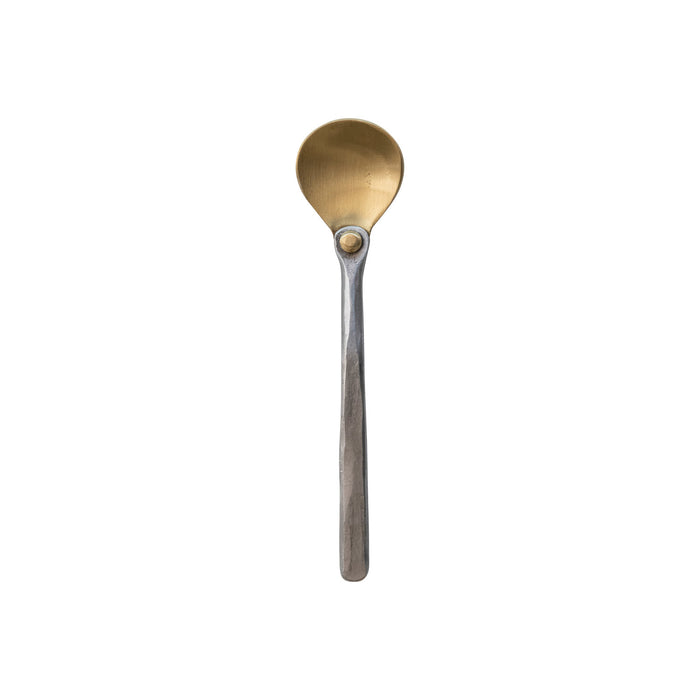 Brass Spoon with Hammered Aluminum Handle - 5.5"