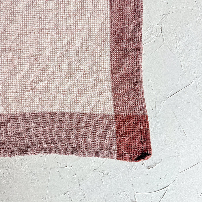 Red Border Waffle Weave Dishtowel