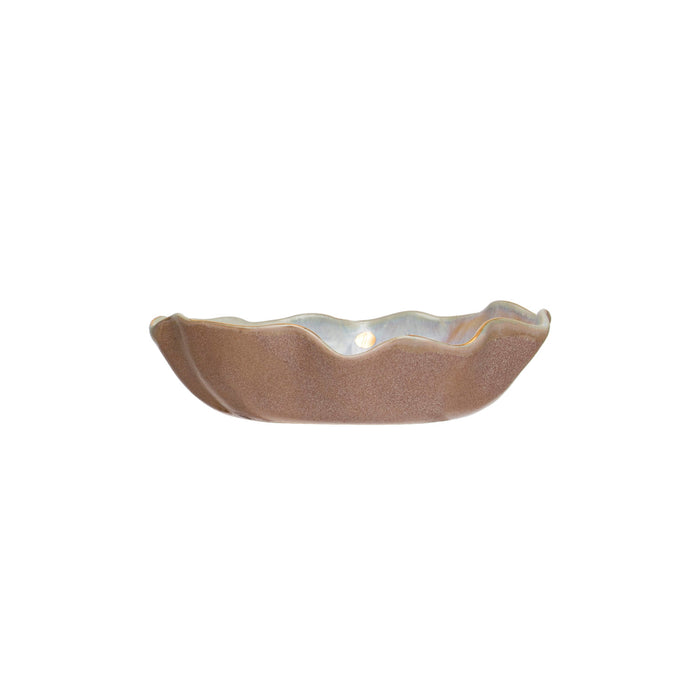 Stoneware Fluted Dish with Gold Electroplated Dots & Edge - 4.5"