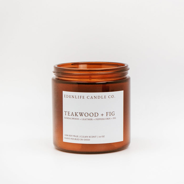 16 oz Teakwood & Fig Candle • Edenlife Candle Co.