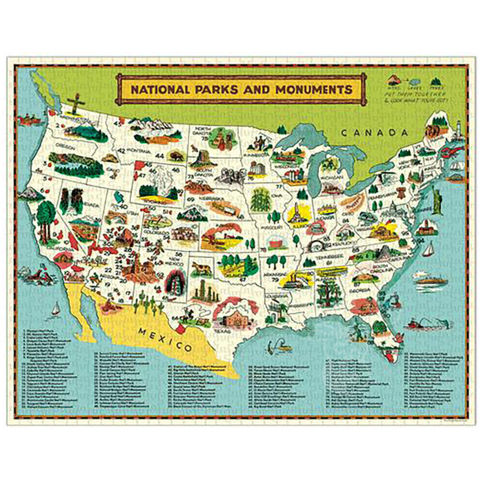 National Park Map 1000 Pieces