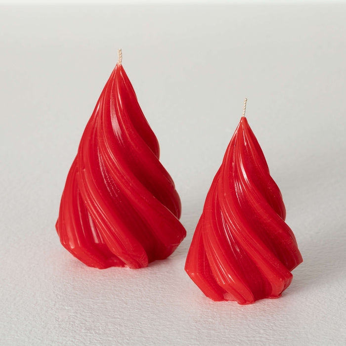 Set of Two Christmas Tree Candles - Red • Vance Kitira