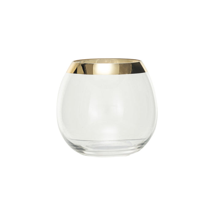 Stemless Drinking Glass with Gold Rim - 10 oz.