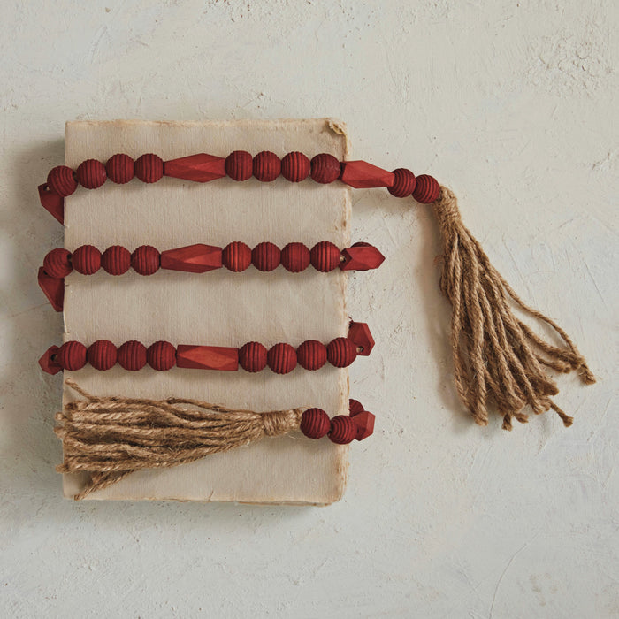 Burgundy Paulownia Wood Bead Garland - 72"